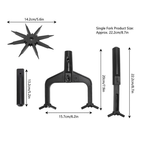 Components of Grab And Go All In One Garden Tiller And Scarifier Hand Tool for Lawn and Soil Aeration Loosening