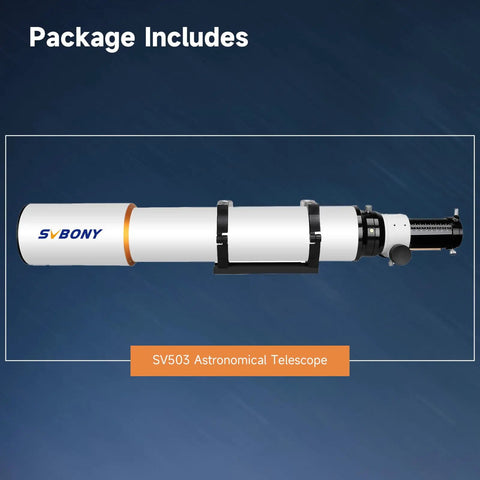 102mm F7 Refractor Telescope for Adults with Extra Low Dispersion Optics, shown with dual-speed focuser and telescope tube in package