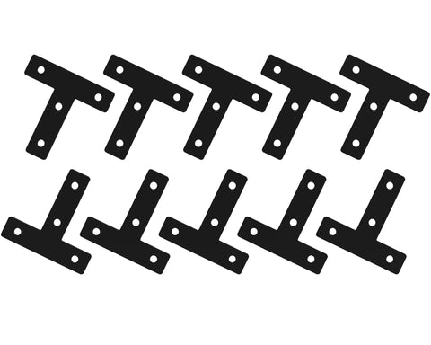 10 Sets Black 2020 T Shape Corner Bracket Joint Plate Bundle With Aluminum Profile Outside Joining Plates 40 Slide In T Nuts And Screws For 6mm 2020 Series Extrusion Ideal Corner Connectors For DIY Frames And Projects. 10 black steel T-slot brackets