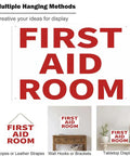 Rugged Rust-Proof Aluminum First Aid Room Sign For Office, Factory, Warehouse, And Workshop - 12 By 8 Inches, Different Hanging Methods