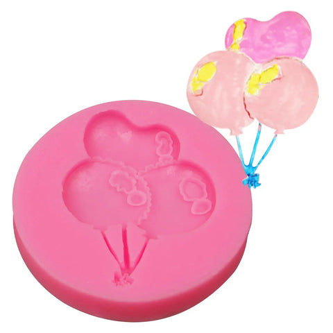 Balloon Silicone Molds Set Of 5 For Cake Decorating And Candy Making Hot Air Balloon Fondant Molds showing pink mold with balloon design
