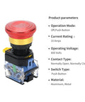 Built Tough Emergency Stop Button 10A 440V Latching Push Switch For Industrial Control Panels 22mm Aluminum Alloy E Stop Button
