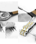All In One Metal Watch Repair Tool Kit With 51 Pieces Including Band Link Pin Remover and Screwdriver in action