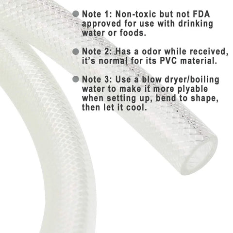 Clear braided PVC tubing, 3/8 in ID, flexible reinforced hose