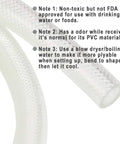 Close-up of Three Eighth Inch ID 25 Foot High Pressure Braided Clear PVC Vinyl Tubing with product notes visible
