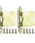 Self Closing Spring Hinge With Screws For Overlay Cabinet Doors Gold Finish Flush Mount Hardware 2 Pack Easy Install T Hinge Set
