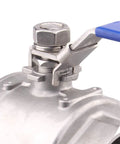 Close-up of Stainless Steel 304 Ball Valve Full Port Heavy Duty Pro Grade For WOG With Locking Device 3 Inch NPT High Pressure Handle