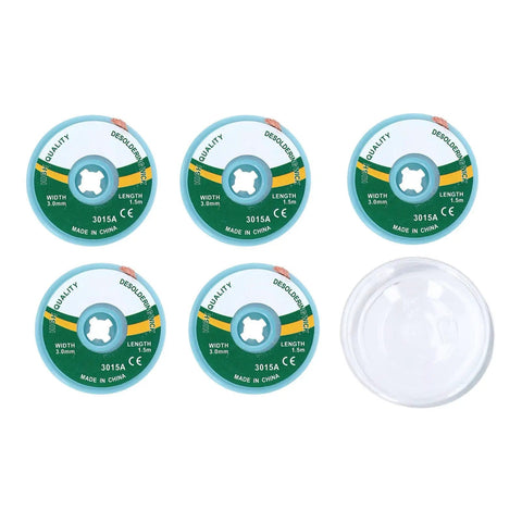 Desoldering Braid Set Five Alloy Copper Solder Wick for PCB Repair with Low Absorption Quick Solder Uptake 3mm by 1.5m Pro Grade