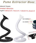 Adjustable 3.5 To 6.5 Foot Fume Extractor Arm With Portable Bamboo Joint Dust Extraction Hose For Welding And Workshops. Black and white plastic hoses.