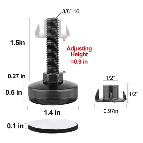 Dimensions of Heavy Duty Furniture Levelers 10 Piece Set Adjustable Leg Levelers For Cabinets Tables And Chairs No Wobble Stabilizers