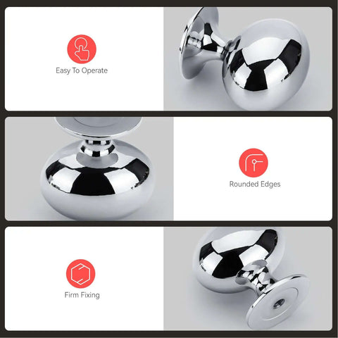 5 Pack Oval Polished Chrome Cabinet Knobs 1 5 16 Inch Drawer Knobs For Cupboards And Dressers Aluminum Modern Hardware For Kitchen Cabinets