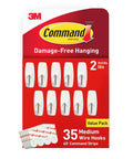 Product packaging of Medium Wire Toggle Hooks Set With Adhesive Strips 35 Hooks And 40 Strips Damage Free Hanging On Smooth Surfaces No Tools Needed Holds Up To 2 Pounds Per Hook