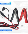 Heavy Duty 3 2FT Alligator To Sae Battery Charging Cable With Thick Insulated Clamps Quick Snap Disconnect For Car Solar Power And Dead Jump Start No Fuss Wiring Setup with measurements.