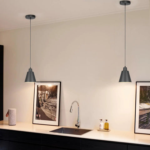 Top Tier Matte Black 3 Pack Pendant Lights For Kitchen Island Heavy Duty Metal Hanging Lamps With No Sweat Adjustable Wiring And Rust Proof Slick Finish in a modern kitchen.