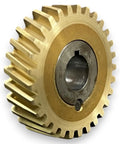 Pro Grade 60Hz Brass Worm Wheel Gear And Bushing Replacement For Hobart A120 A200 Mixers, OEM Equivalent Part 124751-3 Replaces Old Gear, Durable, High-Precision Kitchen Mixer Component. Brass worm wheel gear with bushing, angled view