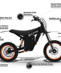 Next Level Electric Dirt Bike And Off Road Mini Ebike Delivering Epic 37 Mph Trail Thrills 43 Mile Range with detailed features.