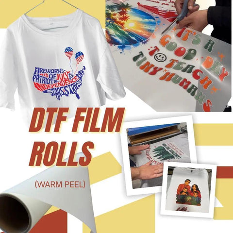 DTF Transfer Film Roll Hot Peel 24x328ft Clear PET Heat Transfer Paper for Direct-To-Film Printing on T-shirts and Textiles