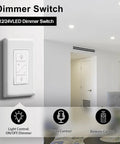 Smart 12V To 24V Dimmer Switch With Remote And Alexa Voice Control For LED Strip Lights mounted on a wall.