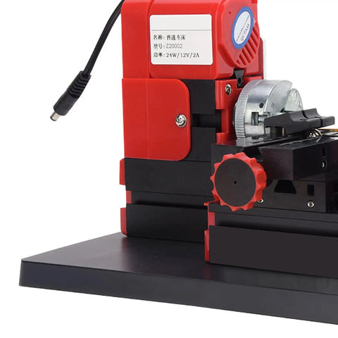 High Speed 20000Rpm Mini Motorized Lathe Machine For Woodworking And Metal Turning with 24W motor and adjustable knob.