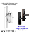 Next Level Smart Door Lock With Fingerprint And Password Plus IC Card Support And Wifi Connectivity Via Tuya App For Remote Access Monitoring size dimensions drawing
