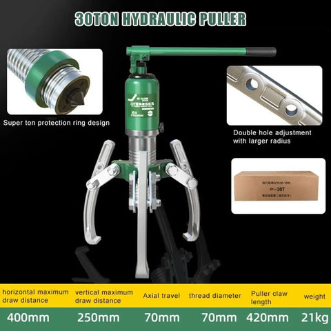 Heavy Duty Hydraulic Gear Puller Tool 30 Ton Max Capacity Tough Alloy Steel One Piece Pump Design Prevent Oil Leaks Inside Two Or Three Jaw Options 16 Inch Arms Knock Out Any Grind Smooth Like Butter. 30 ton hydraulic puller with 16 inch arms and 3 jaws