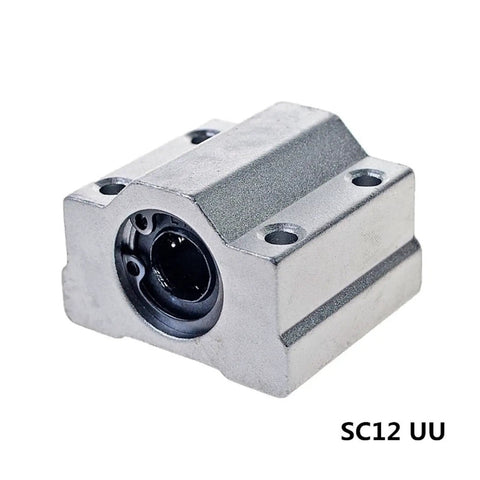 Solid 4 Pack Of 12mm Linear Ball Bearing Blocks Compatible With SC12UU SCS12UU And LM12UU Shafts Best For 3D Printers And Robot Projects Featuring Smooth Motion And Rock Solid Stability Handling Heavy Loads To Prevent Vibration During Tough Work. SC12UU linear ball bearing block, metal 12mm housing