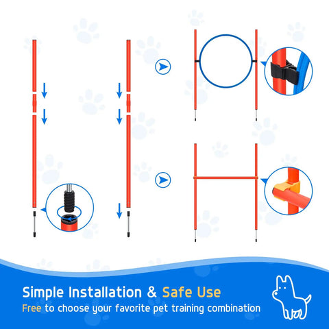 Assembly guide for All In One Backyard Dog Agility Course For Active Pups With Adjustable High Jump Weave Poles Tunnel