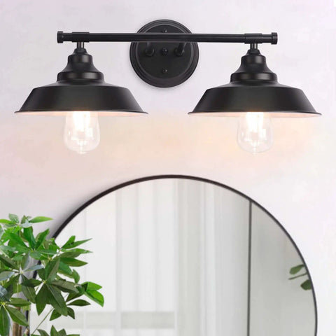 Two Light Matte Black Bathroom Vanity Light Bar For Mirror Dope Farmhouse Rustic Industrial Style Easy Install Wall Sconce E26 Bulbs Compatible 21 Inch Wide Modern Durable Metal Fixture