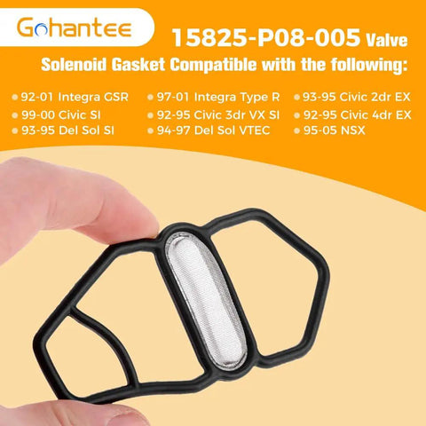 VTEC Solenoid Seal Kit Honda Upper And Lower Gasket Replacement shown in hand, compatible with multiple Honda models