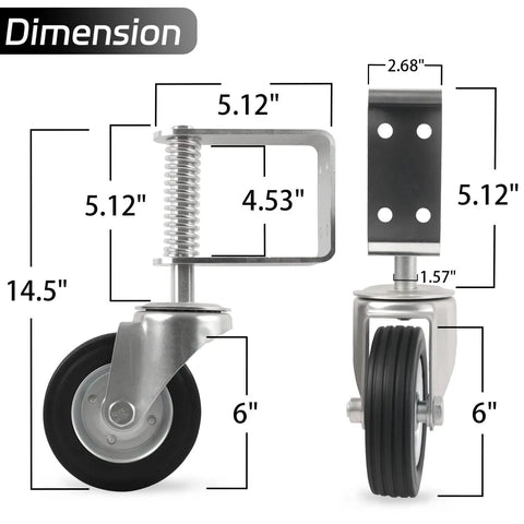 Upgrade Gate Wheel 1700 Lb Load Capacity Heavy Duty 6 Inch Gate Caster With 360 Degree Rotation Spring Loaded Beefed Up