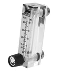 Go-To Adjustable Panel Mount Gas Flow Meter For Welding And Air Systems, Brass Female BSP Quarter Inch Fittings, Clear Acrylic Body.