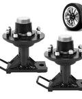 Heavy Duty Shipping Container Wheels With 8x6.5 Lug Kit For Trailer Axles in black, feature dual axle brackets for heavy loads.