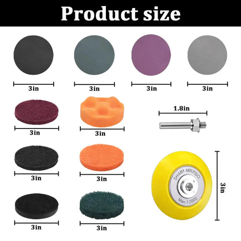 38 Piece Car Headlight Restoration Kit For Your Ride with 3 inch discs and pads, including polishing and sanding accessories