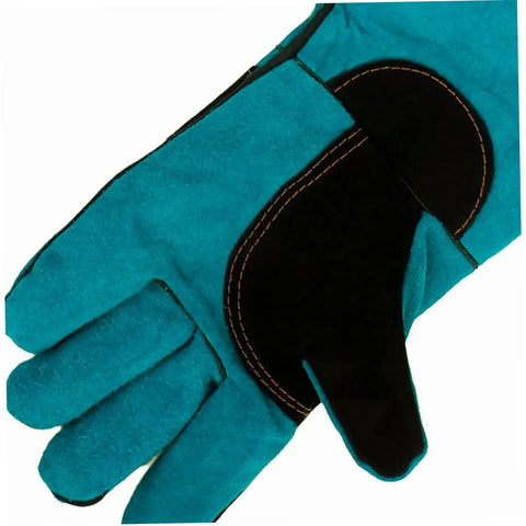 Close-up of Pet Grooming Gloves For Dogs And Cats With Long Sleeve Protective Faux Leather showing texture and stitching details.