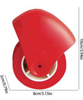 Pastry wheel with guard, red plastic lattice pie crust cutter; 8 cm wide by 10 cm tall.