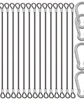15 Pack 8 Inch Stainless Steel Tethers With Four Spring Snap Hook Clips Vinyl Coated Steel Wire Cable Lanyards For Secure Gear Attachments On Bikes Kayaks Jet Skis Cars Black