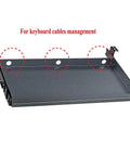 Heavy Duty Under Desk Keyboard Tray Rolling Butter Smooth Ball Bearing Slides And Comfy Wrist Rest Keeps Your Clean Setup Super Organized Gray Finish showing cable management holes.