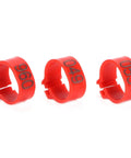 Sturdy As Heck Plastic Clip On Poultry Leg Bands 100 Pack For Birds Identification Bright Color Leg Rings in red with numbers 960, 049, 053
