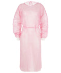 Universal Size Pink Disposable Isolation Gown Latex Free With Fluid Resistance And Knitted Cuffs Medical PPE Shield For Women And Men