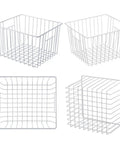 Vibe Shift Your Deep Freeze Setup With Heavy Duty Wire Baskets Acting As Kitchen Storage Organizer Bins For Chest Or Upright Models Refrigerator Dividers With Beefy Handles Four Pack Pearl White - Four white wire baskets.