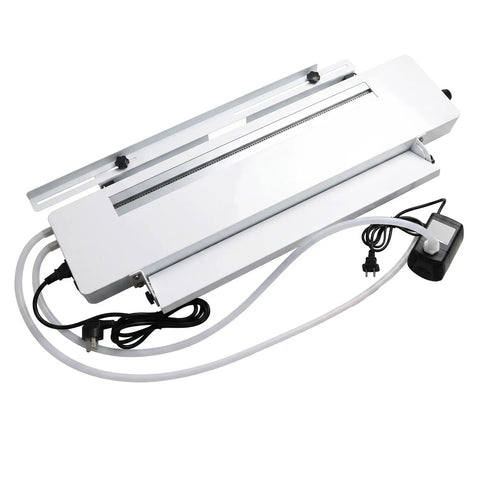Heavy Duty 110V Acrylic Bending Machine With Reliable Water Cooling System And Beefed Up Aluminum Frame Keeps Plastic Strips Dead Center Without Warping Knockout Deal For Crews top view with heating bar and cables