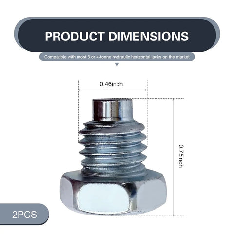 Heavy Duty Car Floor Jack Handle Bolts Rock Solid Hydraulic Pressure Rod Fixing Screws size 0.46inch x 0.75inch silver metal fasteners.