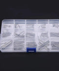 Heavy Duty Split Cotter Pin Kit 150 Pcs Set Featuring 15 Sizes M1-M3, 304 Stainless Steel Pins in storage box