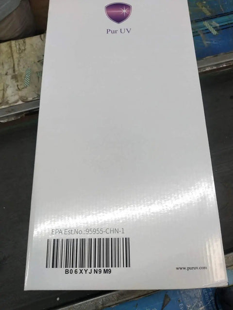 Box packaging for UV Power Light 55 Watt Germ Zapper For Living Room And Bedroom Busts Dust Mites Mold Bacteria And Viruses.