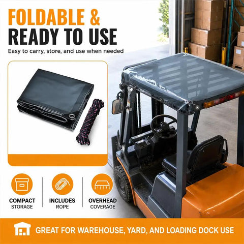 Tough As Nails Tinted Semi Transparent Forklift Roof Cover With Reinforced Rope And Rust Resistant Grommets Shop Safe Rain Guard Replacement Canopy Dimensions 53 By 45 Inches on forklift with storage options.