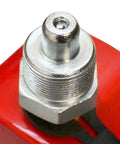Close-up of Heavy Duty 300 Ton Hydraulic Cylinder Jack Ram Shop Workhorse Featuring Automatic Retraction and Two Inch Stroke valve.