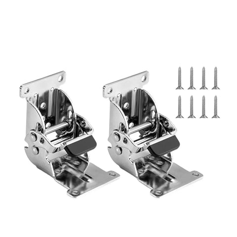 Two Pack Foldable Self Locking Hinges For Furniture Legs Fit Workbenches And Tables 0 90 180 Degree Angles with screws