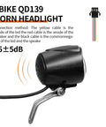 Electric Bicycle Headlight And Tail Light Horn Switch Cable Parts Rubber Ebike Accessories Replacement Kit With Five Plus One Color Options For Safer Night Rides Yall, showing horn headlight and wiring diagram.