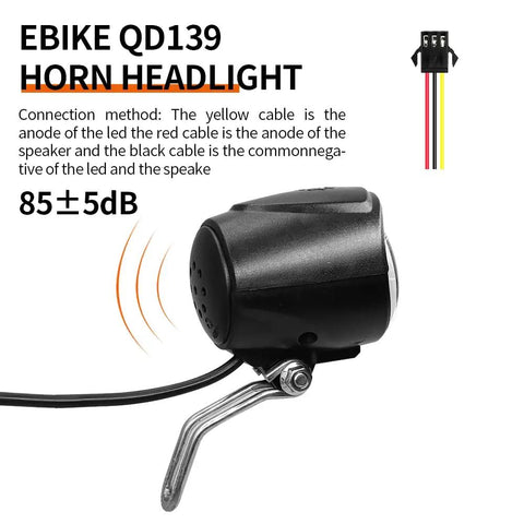 Electric Bicycle Headlight And Tail Light Horn Switch Cable Parts Rubber Ebike Accessories Replacement Kit With Five Plus One Color Options For Safer Night Rides Yall, showing horn headlight and wiring diagram.