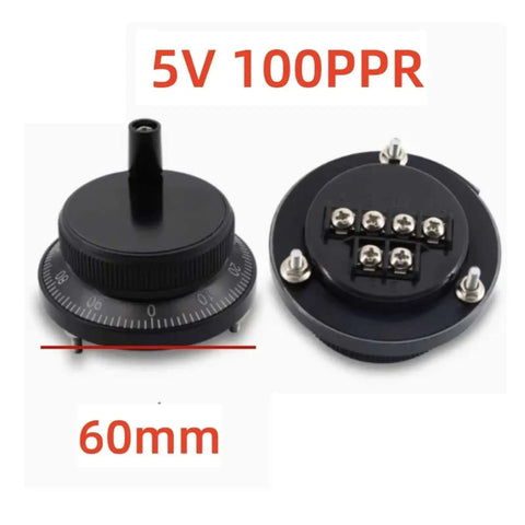 60mm Pulser Pulse Generator With Handwheel For Precision Machining And CNC Control 100 PPR 5V 4 Pin 6 Pin Rotary Encoder Black Hand Wheel Kit